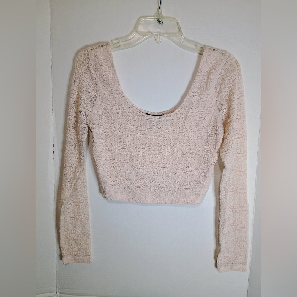 Forever 21 Tan Ribbed Crop Blouse Size Large